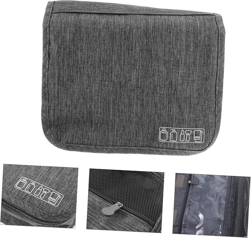 Large Capacity Travel Toiletry Bag For Women Portable Cosmetic Organizer Grey - Image 5